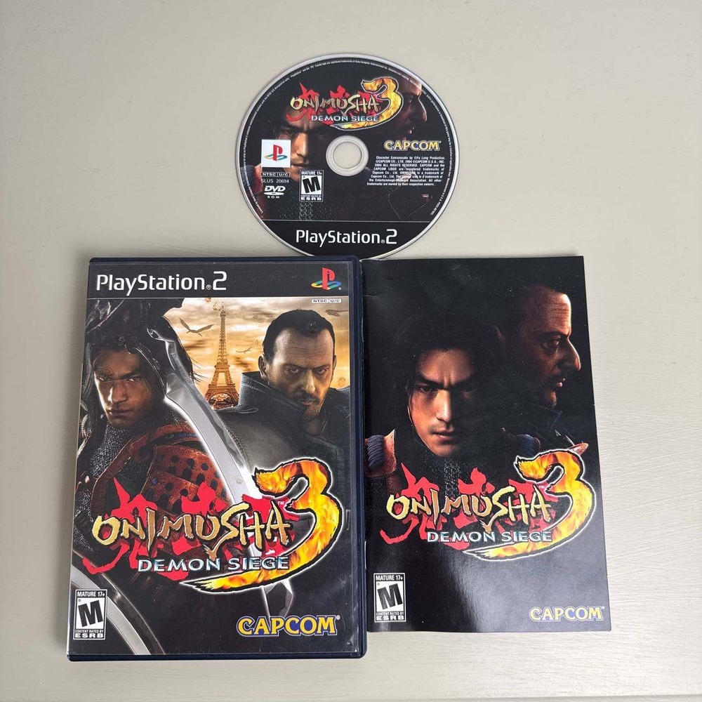Onimusha 3 Demon Siege PS2 Complete Capcom CIB Black Label
